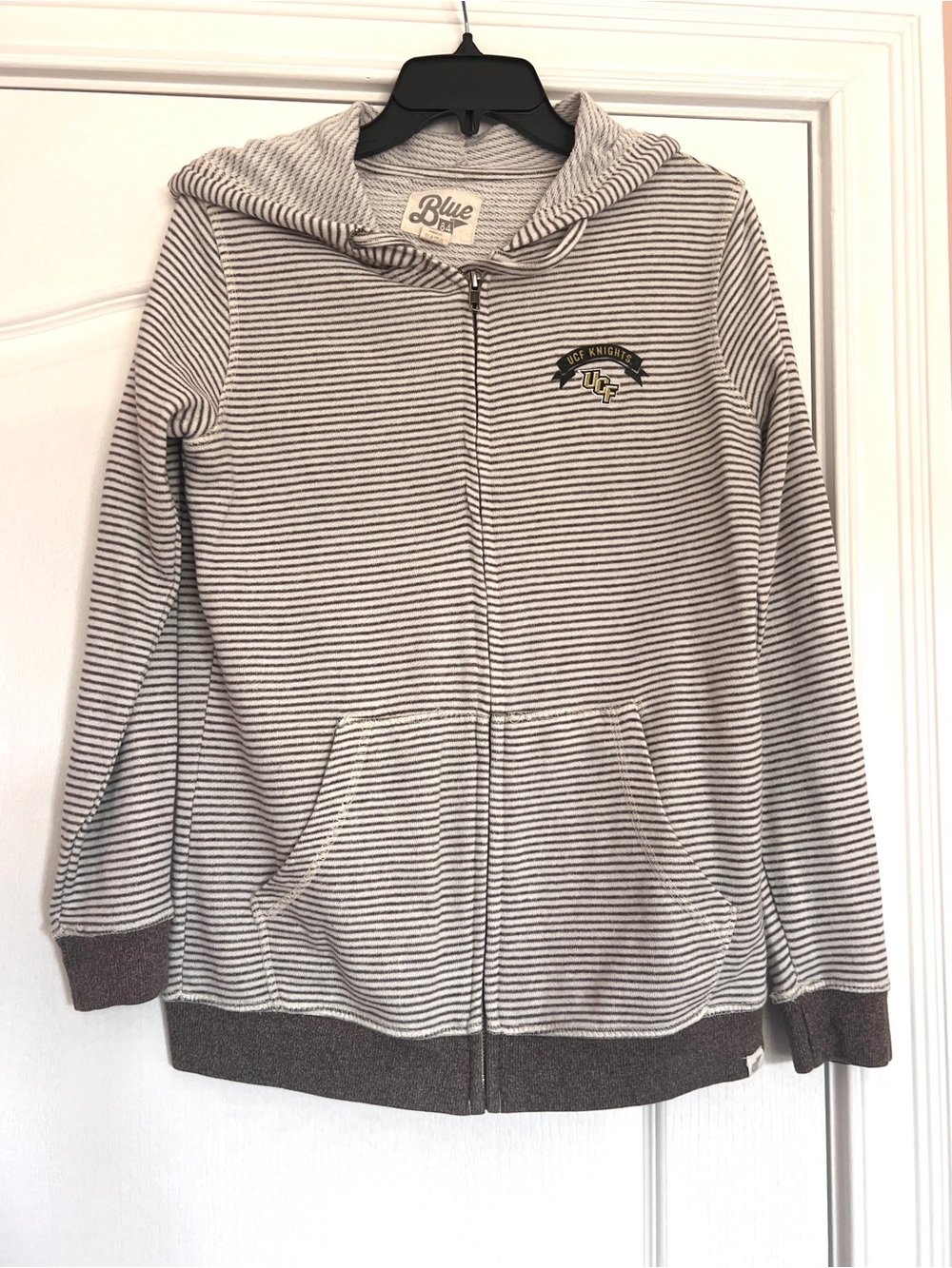 UCF Knights Striped Zip Hoodie Jacket - Gray and White